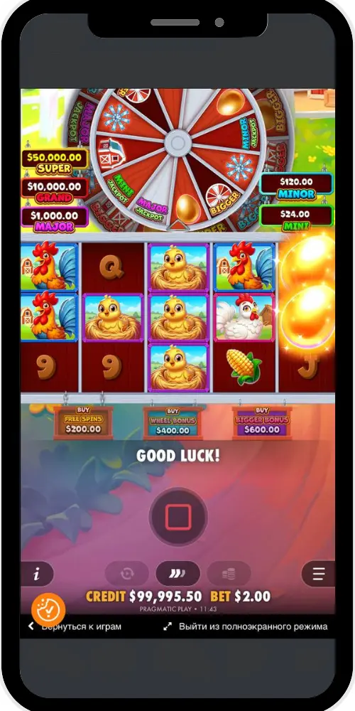 speciale Wheel Bonus symbolen en Hanen op de rollen