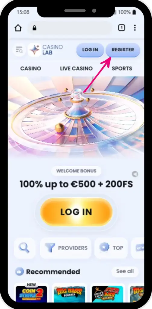 Account registreren en geld storten om te spelen