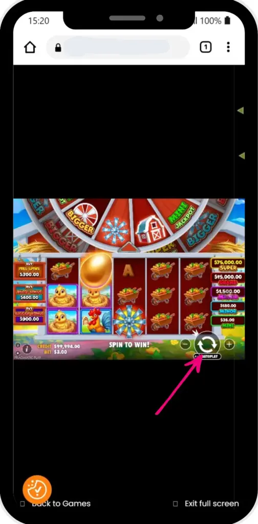 Druk op de spin knop om te winnen met scatters